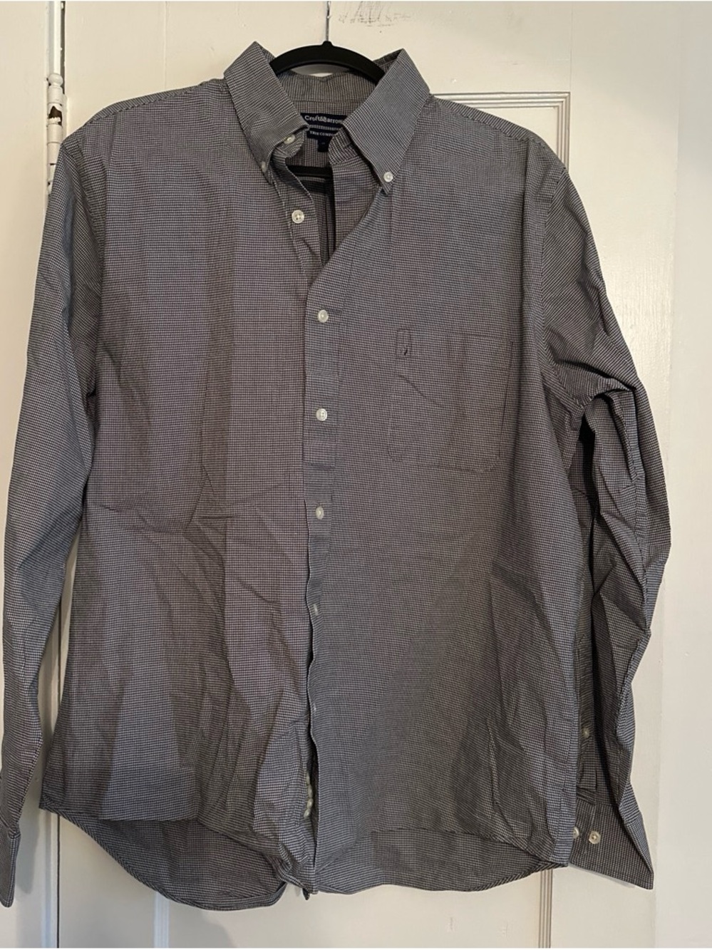 croft & barrow Men's Small-Check Gray Button-Down Dress Shirt